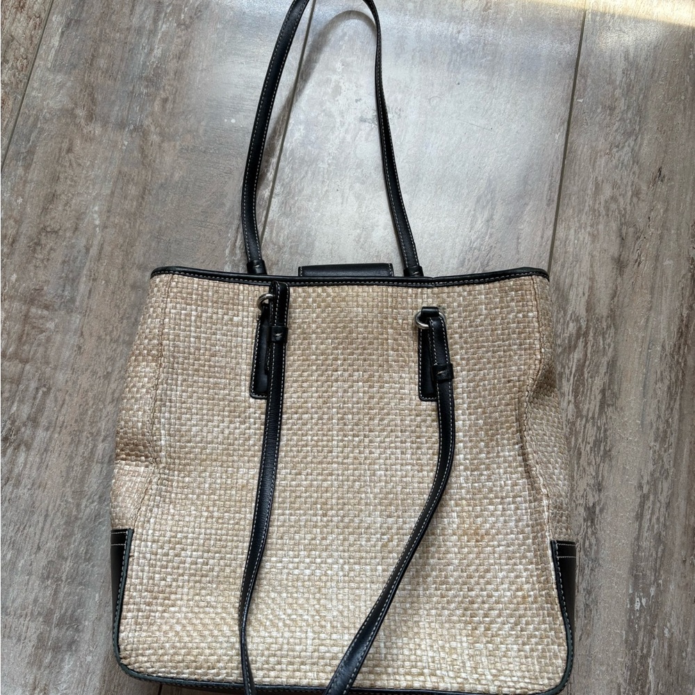 Coach Tan and Black Tote Bag